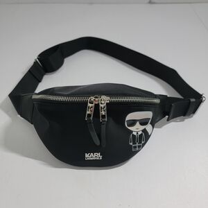 Karl Lagerfeld Black Nylon Belt Bag